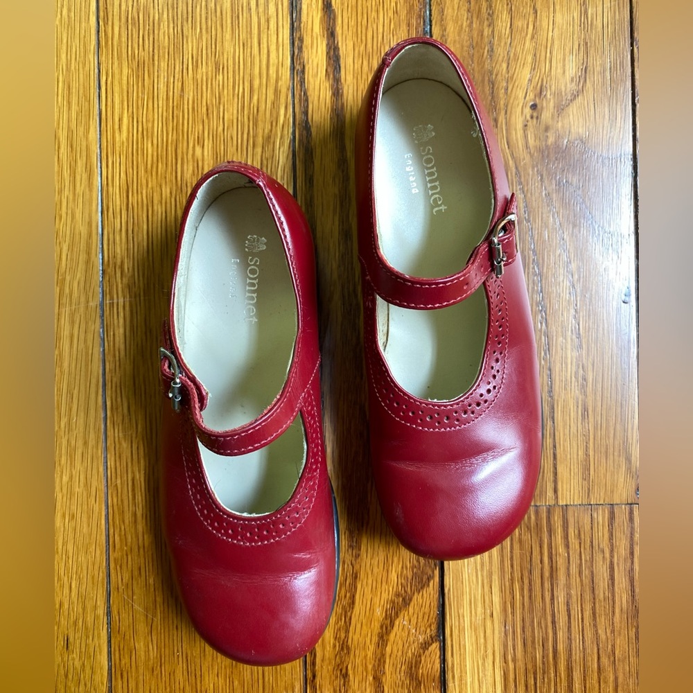 Sonnet England Red Leather girls Mary Jane shoes